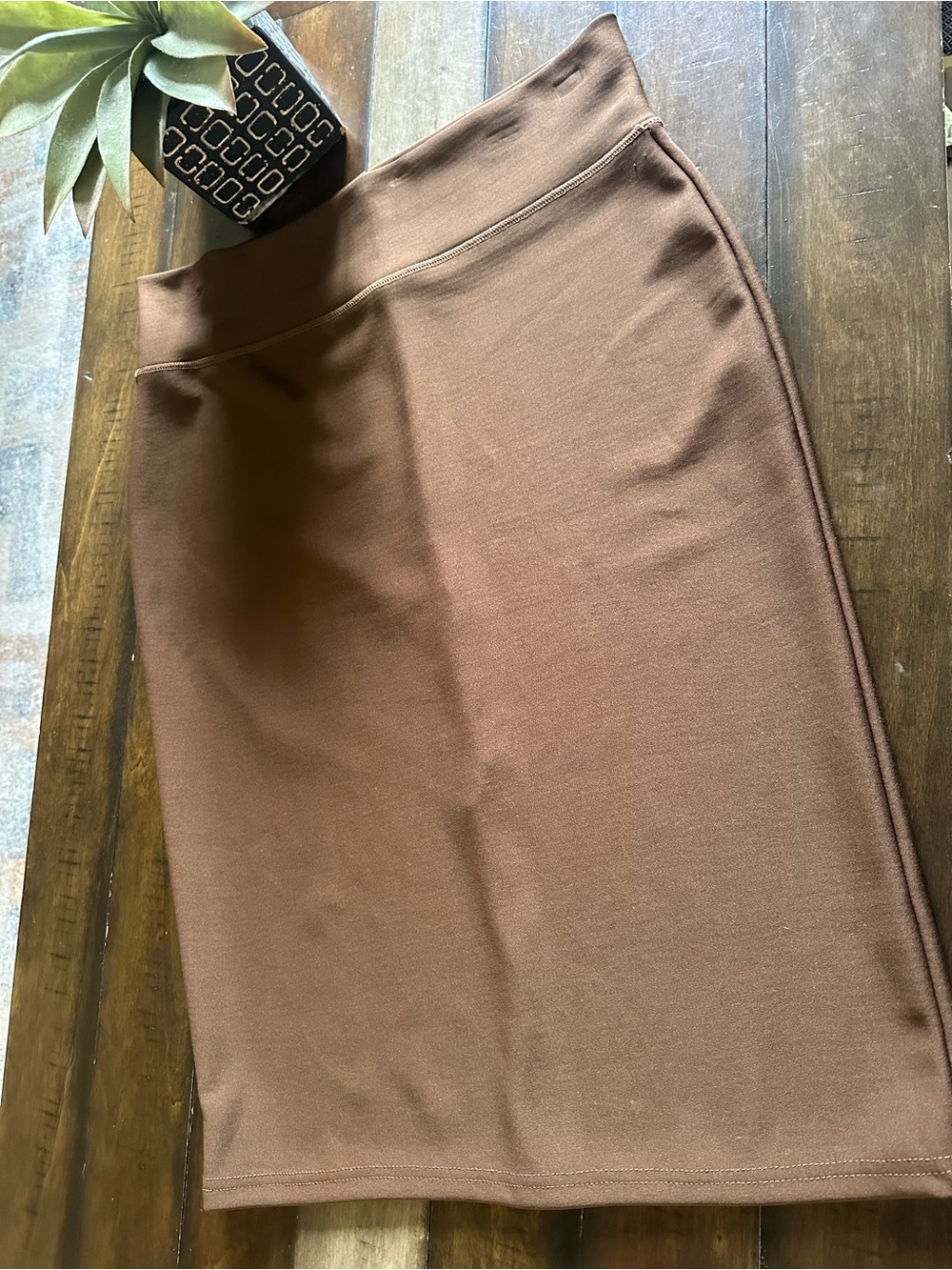 Women's Brown Stretch Pencil Skirt